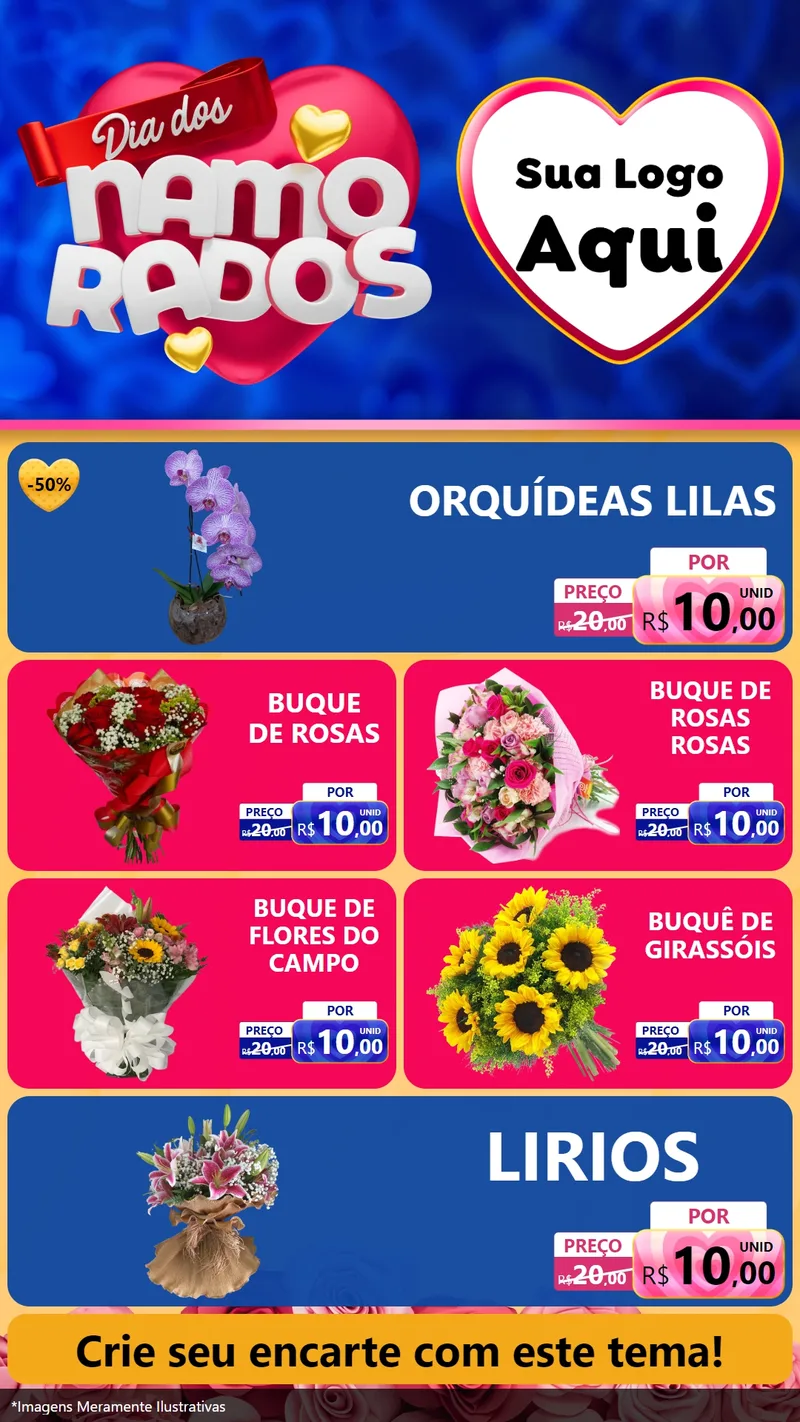 Modelo de TV para TV Vertical com o tema Dia dos namorados para Floricultura e jardim
