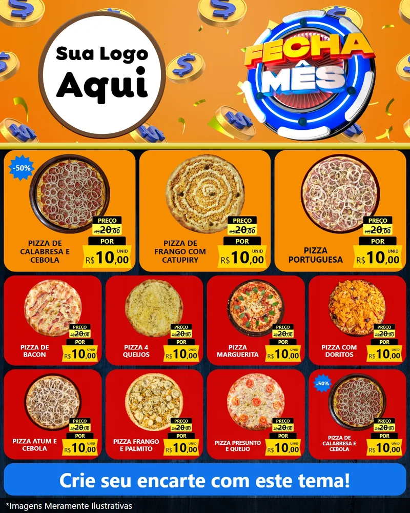 Modelo de Rede Social para Feed Instagram com o tema Fecha Mês para Pizzaria