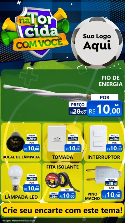 Modelo de Rede Social para Stories com o tema Na Torcida Com Você - Copa para Materiais Elétricos