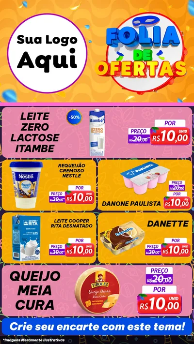 Modelo de TV para TV Vertical com o tema Folia de Ofertas para Frios e Laticínios