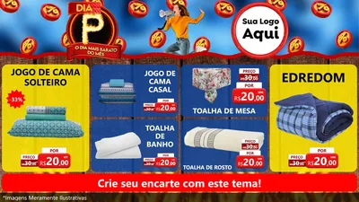 Modelo de TV para TV Horizontal com o tema Dia P - O Dia Mais Barato Do Mês para Cama, Mesa e Banho