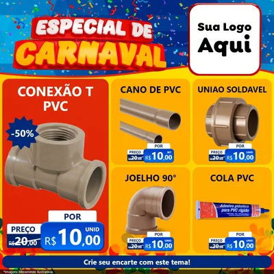 Modelo de Rede Social para Feed Facebook com o tema Especial de Carnaval para Tubos e conexões