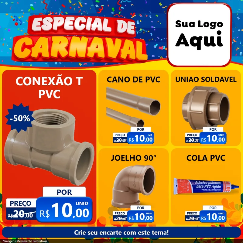 Modelo de Rede Social para Feed Facebook com o tema Especial de Carnaval para Tubos e conexões