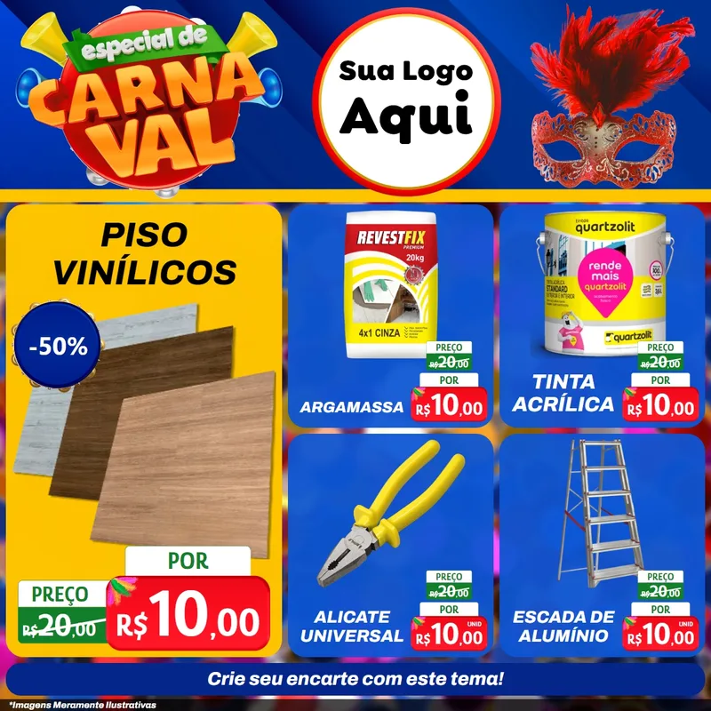 Modelo de Rede Social para Feed Facebook com o tema Especial de Carnaval para Material para Construção