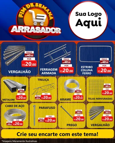 Modelo de Rede Social para Feed Instagram com o tema Fim De Semana Arrasador para Ferragens