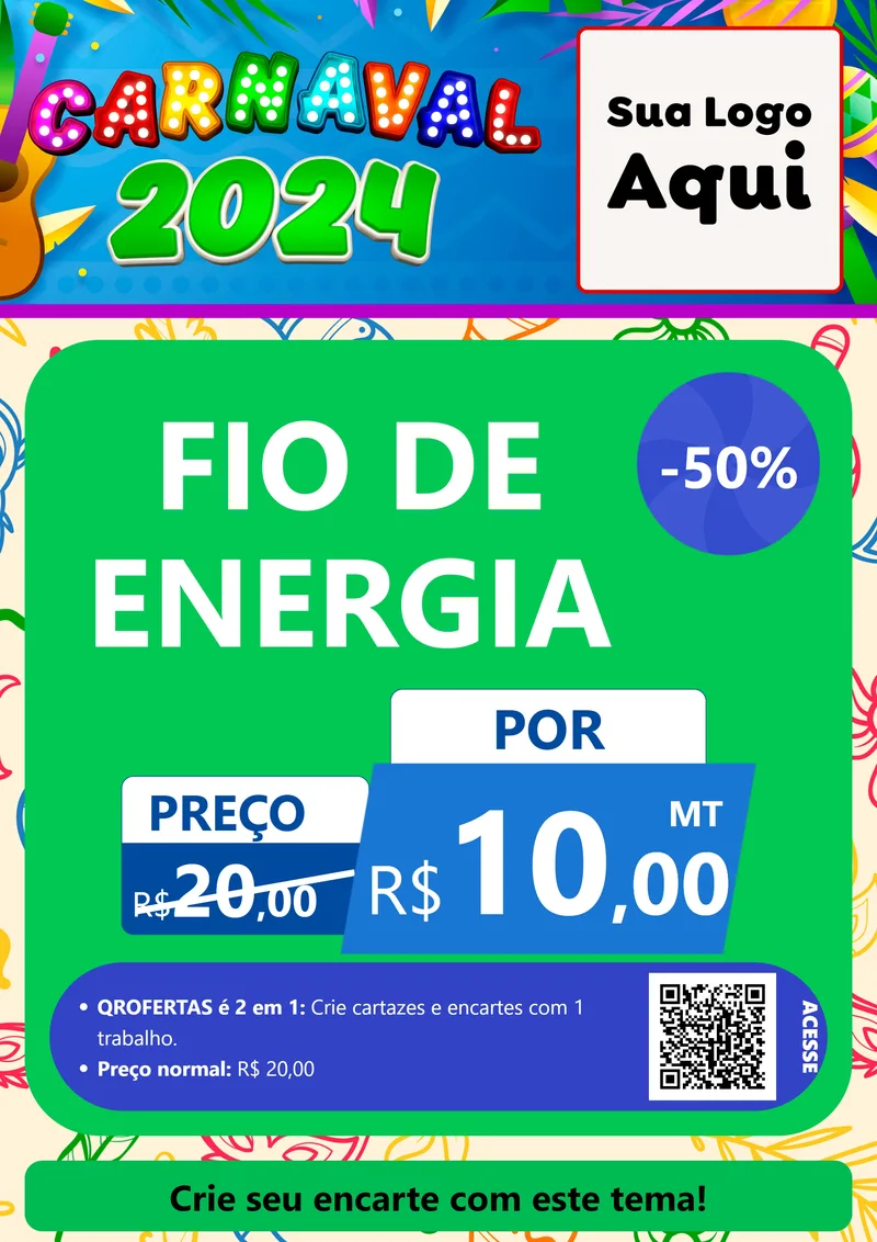 Modelo de Cartaz para Cartaz A4 Vertical com o tema Carnaval 2027 para Materiais Elétricos