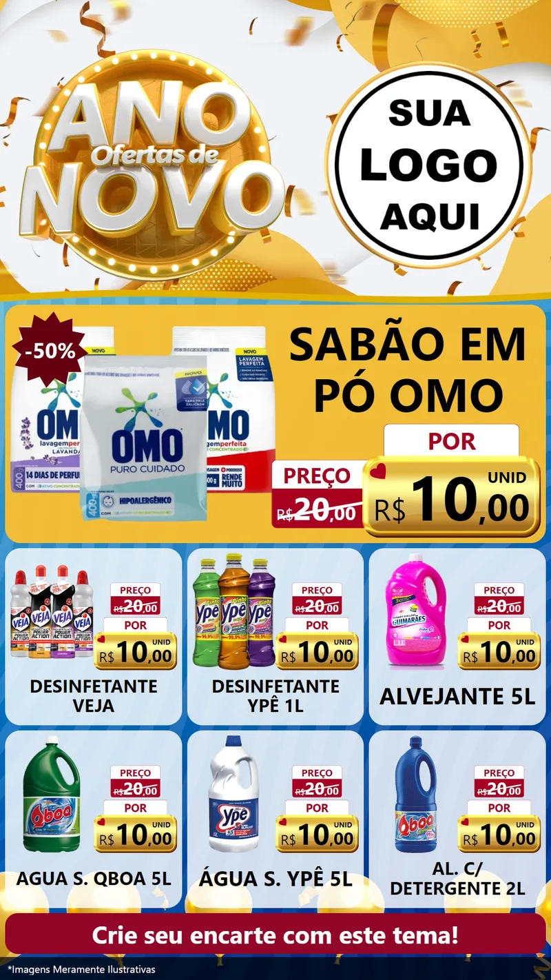 Modelo de Rede Social para Stories com o tema Ofertas de Ano Novo para Produtos de Limpeza