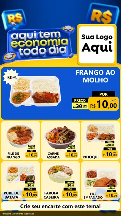 Modelo de Rede Social para Stories com o tema Aqui Tem Economia Todo Dia para Restaurante