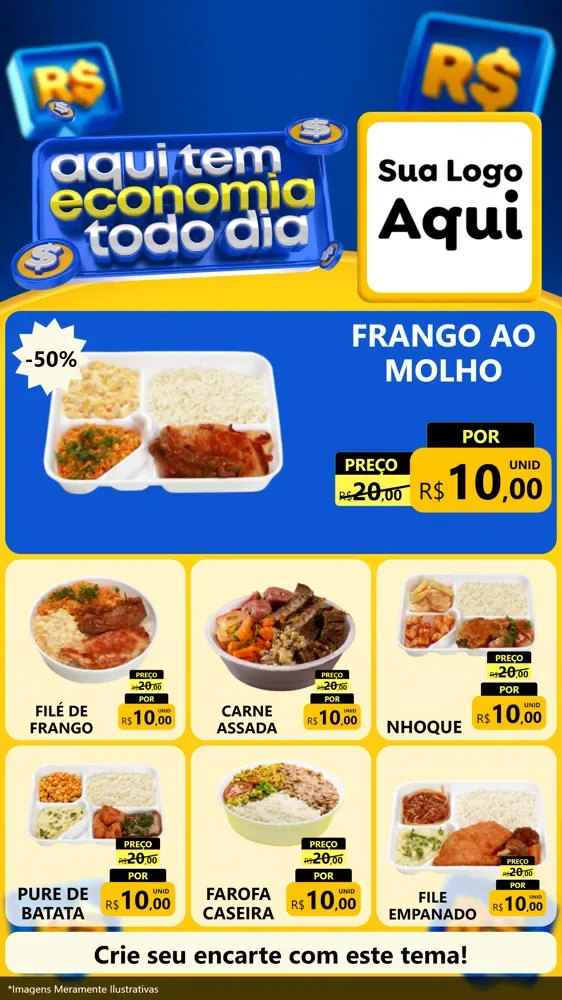 Modelo de Rede Social para Stories com o tema Aqui Tem Economia Todo Dia para Restaurante