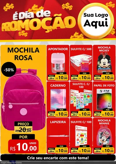Modelo de Encarte para Encarte A4 Vertical com o tema É Dia De Promoção para Papelaria