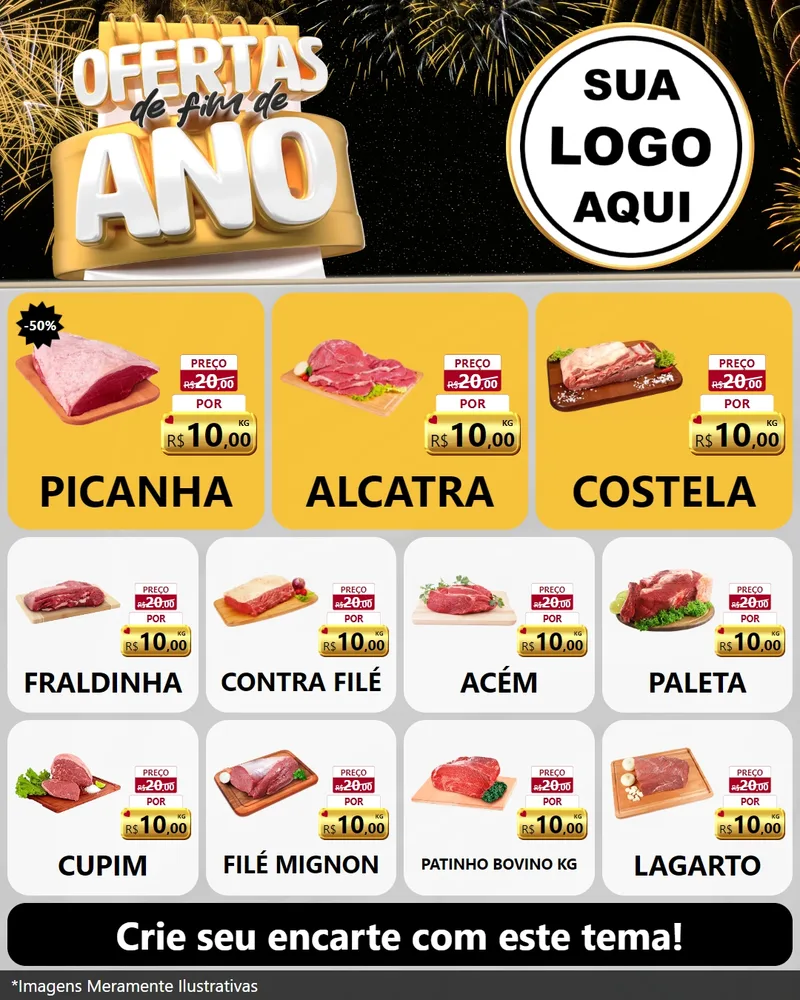 Modelo de Rede Social para Feed Instagram com o tema Ofertas de Fim de Ano para Açougue