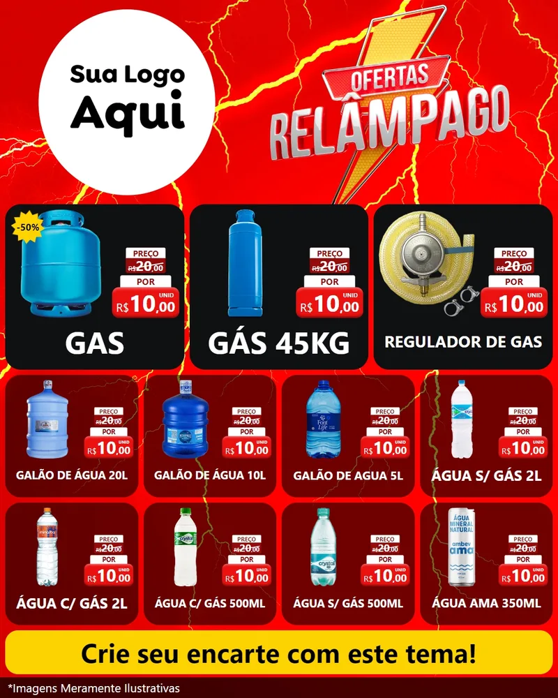 Modelo de Rede Social para Feed Instagram com o tema Ofertas Relâmpago para Água e gás