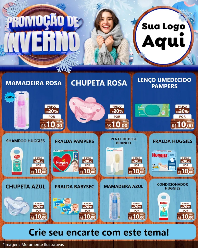Modelo de Rede Social para Feed Instagram com o tema Promoção de Inverno para Bebês