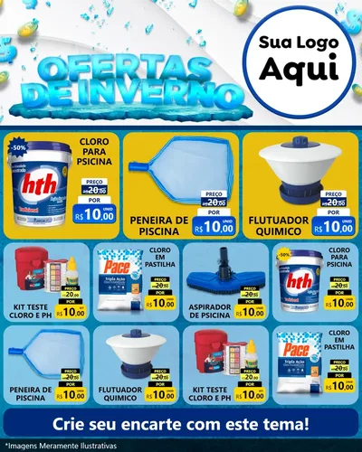 Modelo de Rede Social para Feed Instagram com o tema Ofertas de Inverno para Produtos para Piscina