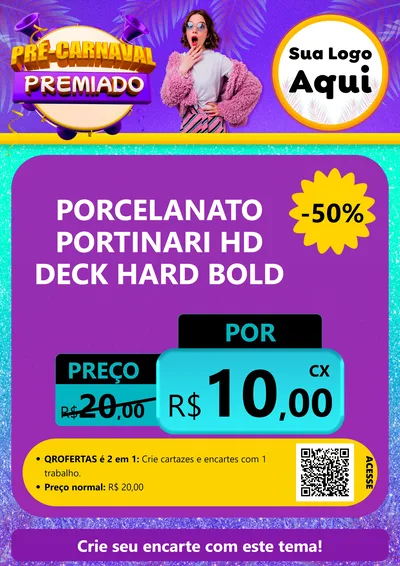Modelo de Cartaz para Cartaz A4 Vertical com o tema Pré-Carnaval Premiado para Pisos e revestimentos