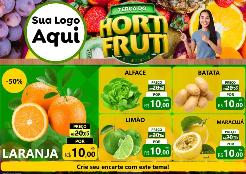 Modelo de Encarte para Encarte A4 Horizontal com o tema Terça do Hortifrúti para Hortifrúti