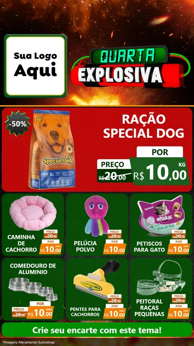 Modelo de Rede Social para Stories com o tema Quarta Explosiva para Pet Shop