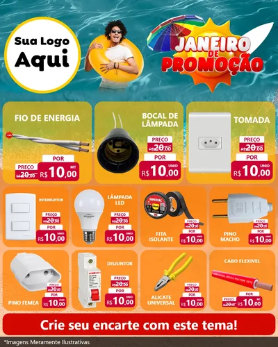 Modelo de Rede Social para Feed Instagram com o tema Janeiro de Promoção para Materiais Elétricos