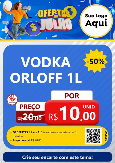 Modelo de Cartaz para Cartaz A4 Vertical com o tema Ofertas de Julho para Distribuidora de bebidas