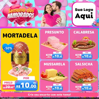 Modelo de Rede Social para Feed Facebook com o tema Semana dos Namorados para Frios e Laticínios