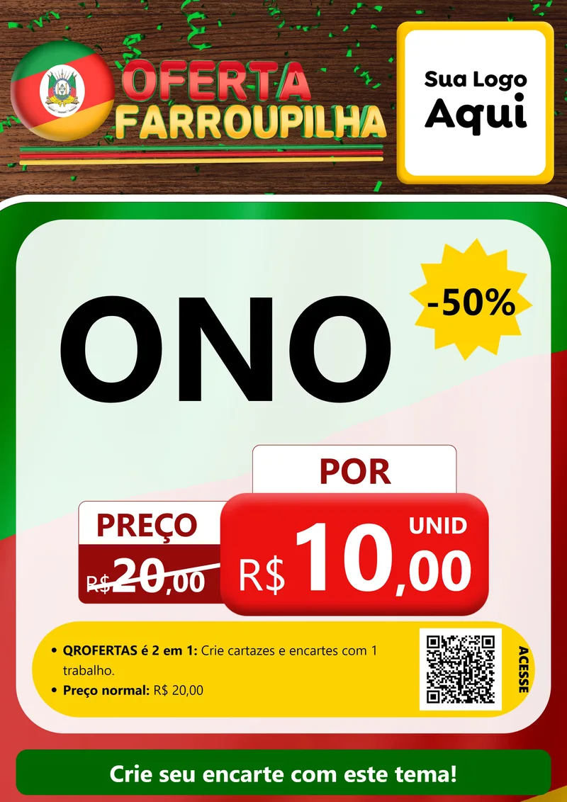 Modelo de Cartaz para Cartaz A4 Vertical com o tema Oferta Farroupilha para Óticas