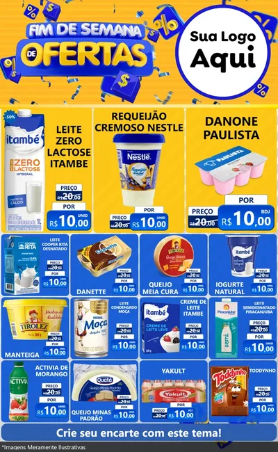 Modelo de Encarte para Encarte Grande com o tema Fim de Semana de Ofertas para Frios e Laticínios