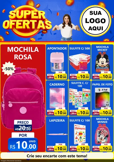 Modelo de Encarte para Encarte A4 Vertical com o tema Super Ofertas para Papelaria