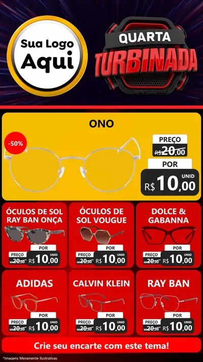 Modelo de Rede Social para Stories com o tema Quarta Turbinada para Óticas