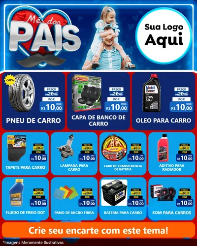 Modelo de Rede Social para Feed Instagram com o tema Mês Dos Pais para Auto peças
