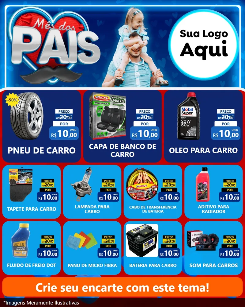 Modelo de Rede Social para Feed Instagram com o tema Mês Dos Pais para Auto peças
