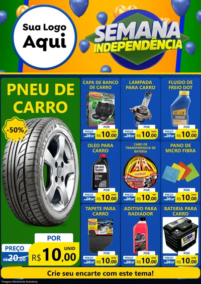 Modelo de Encarte para Encarte A4 Vertical com o tema Semana da Independência para Auto peças