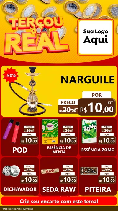 Modelo de Rede Social para Stories com o tema Terçou do Real para Tabacaria
