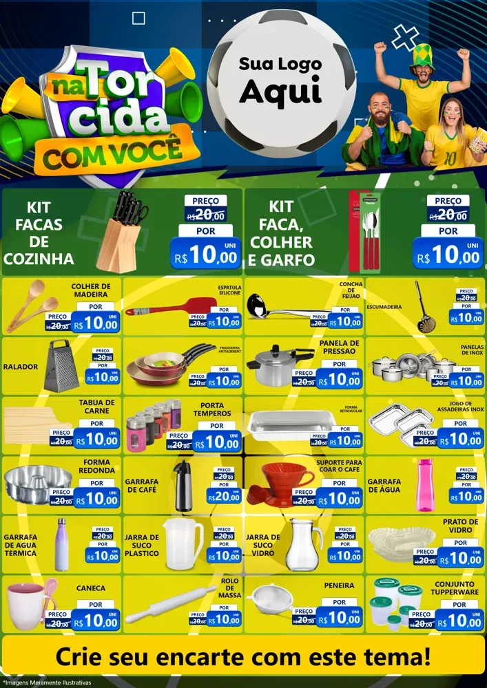 Modelo de Encarte para Encarte A4 Vertical com o tema Na Torcida Com Você - Copa para Utilidades Domésticas