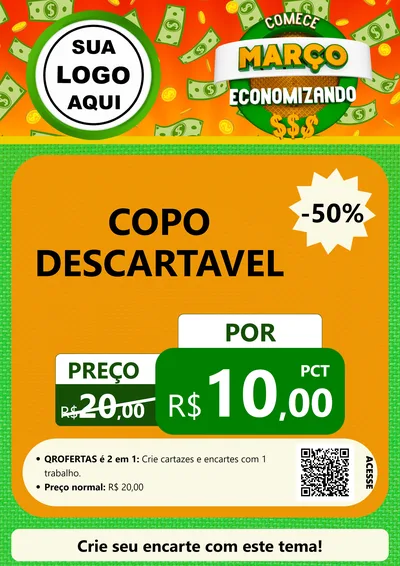 Modelo de Cartaz para Cartaz A4 Vertical com o tema Comece Março Economizando para Embalagens