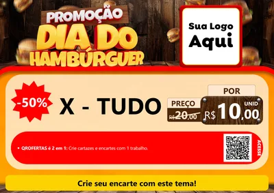 Modelo de Cartaz para Cartaz A4 Horizontal com o tema Promoção dia do Hamburguer para Hamburgueria