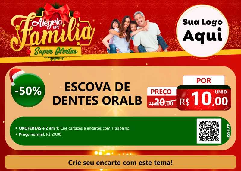 Modelo de Cartaz para Cartaz A4 Horizontal com o tema Alegria em Família Super Ofertas - Natal para Higiene Pessoal