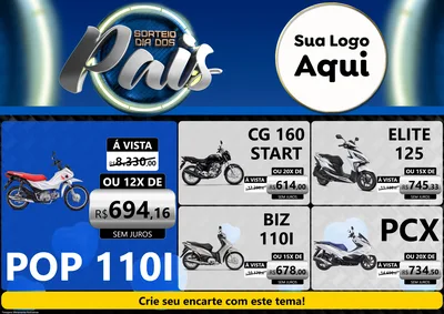 Modelo de Encarte para Encarte A4 Horizontal com o tema Sorteio Dia Dos Pais para Concessionaria de Motos