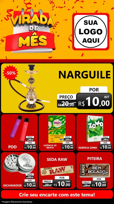 Modelo de Rede Social para Stories com o tema Virada de Mês para Tabacaria