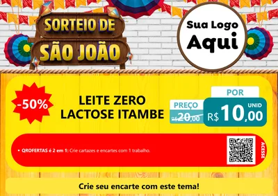Modelo de Cartaz para Cartaz A4 Horizontal com o tema Sorteio de São João para Frios e Laticínios