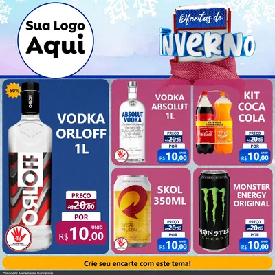 Modelo de Rede Social para Feed Facebook com o tema Ofertas de Inverno para Distribuidora de bebidas