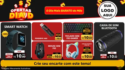 Modelo de TV para TV Horizontal com o tema Ofertas Dia D para Informática