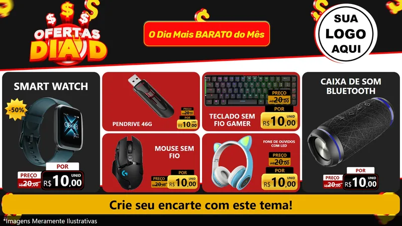 Modelo de TV para TV Horizontal com o tema Ofertas Dia D para Informática