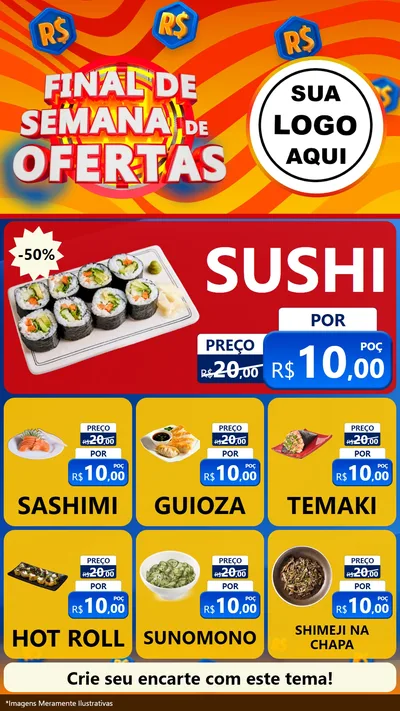 Modelo de Rede Social para Stories com o tema Final de Semana de Ofertas para Comida japonesa