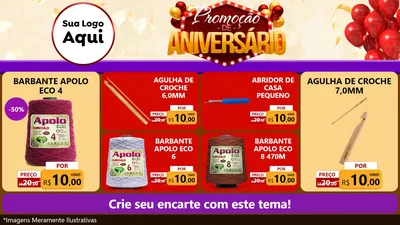 Modelo de TV para TV Horizontal com o tema Promoção de Aniversário para Armarinho e Aviamentos