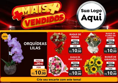 Modelo de Encarte para Encarte A4 Horizontal com o tema Mais Vendidos para Floricultura e jardim