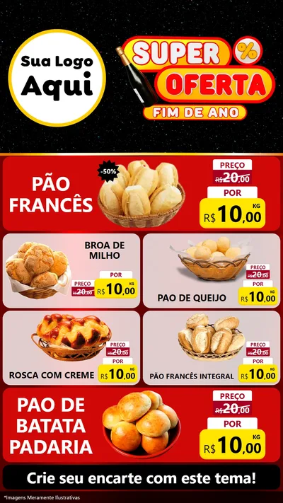 Modelo de TV para TV Vertical com o tema Super Oferta Fim de Ano para Padaria
