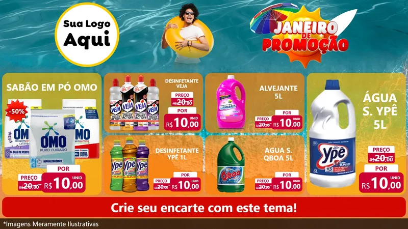 Modelo de TV para TV Horizontal com o tema Janeiro de Promoção para Produtos de Limpeza