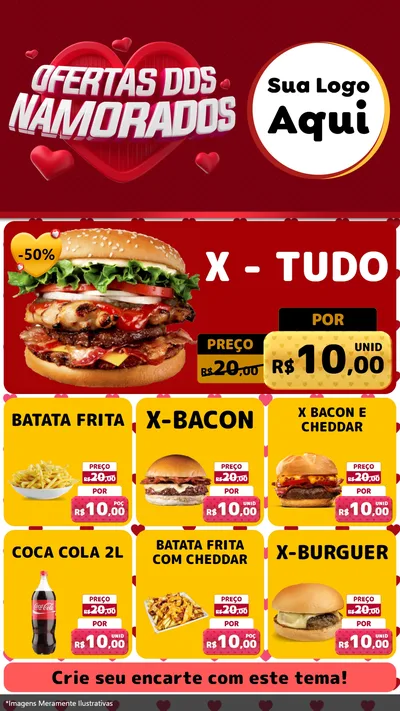 Modelo de Rede Social para Stories com o tema Ofertas Dos Namorados para Hamburgueria