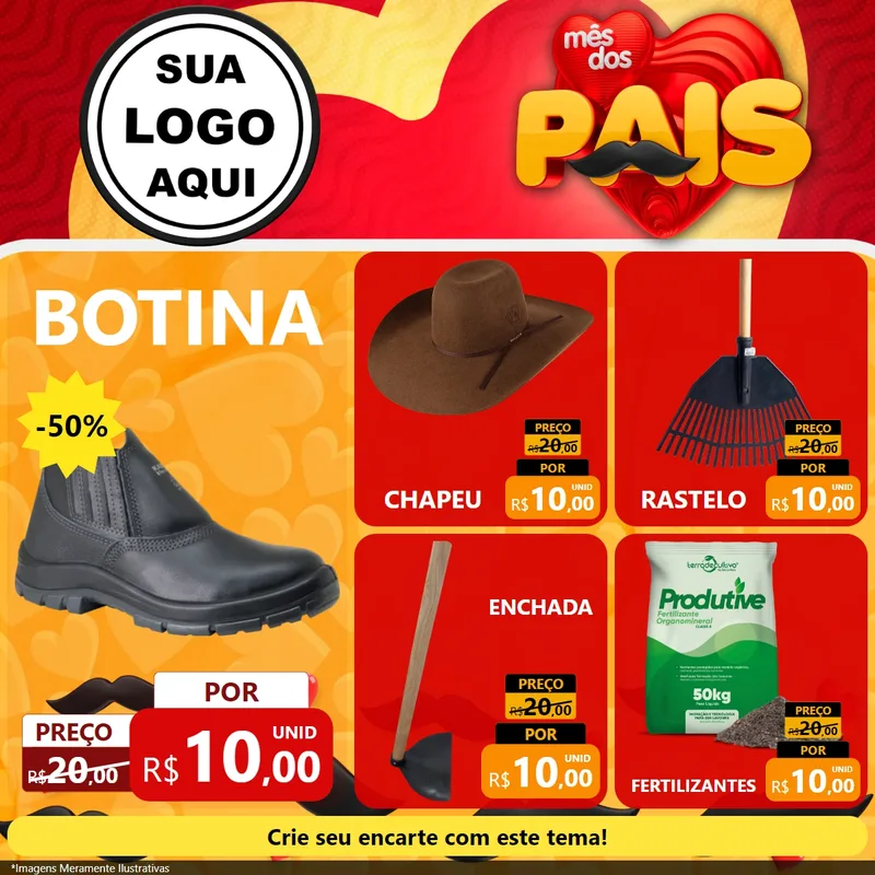 Modelo de Rede Social para Feed Facebook com o tema Mês Dos Pais para Agropecuária