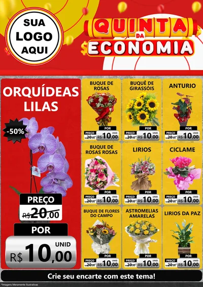 Modelo de Encarte para Encarte A4 Vertical com o tema Quinta da Economia para Floricultura e jardim
